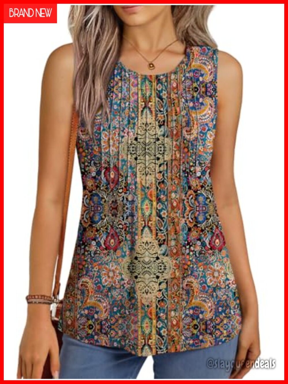 Womens Flowy Sleeveless Tank Top Loose Fit Casual Summer Camisole